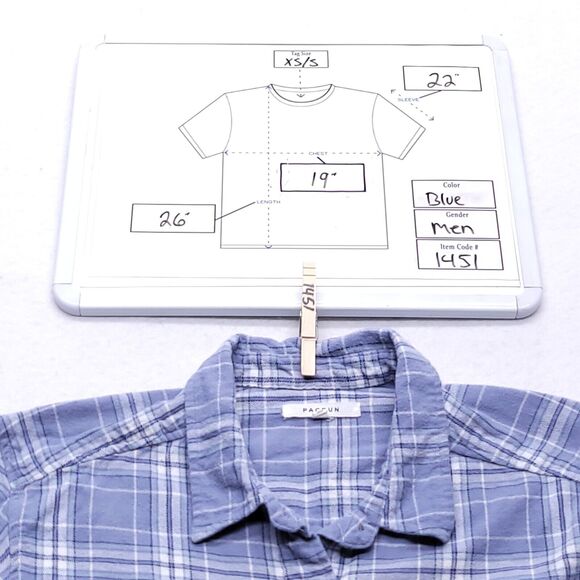 Pacsun Casual Button Up Short Sleeve Shirt Mens Size Extra Small XS Blue White - Picture 11 of 11